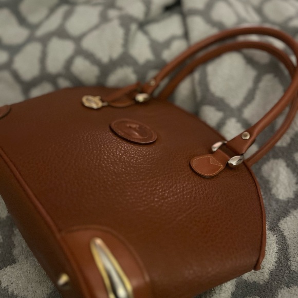 Dooney & Bourke Brown Pebble Grain Leather Tear Drop Satchel - Picture 13 of 14